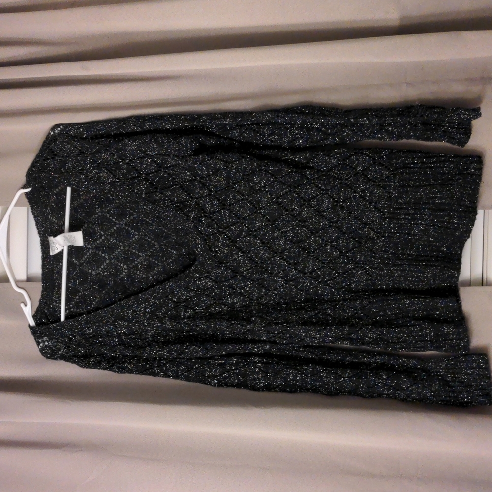 Black low scoop sparkle sweater